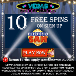 Vegas Mobile Casino 10+50 Free Spins offer